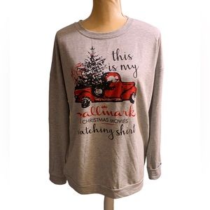 Hallmark Christmas Movie Season Shirt XL Gray Red Truck Graphic Soft knit